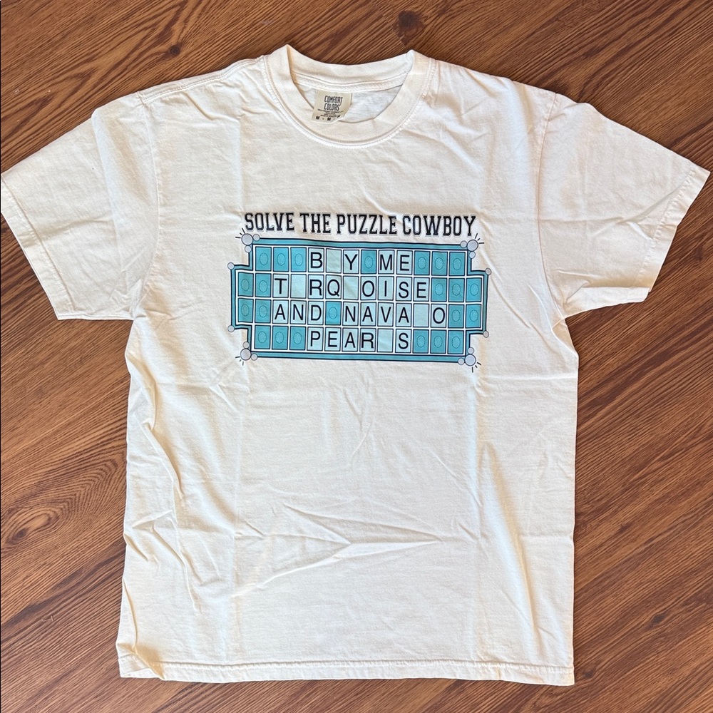 Cowgirl Tee with Turquoise Puzzle Design